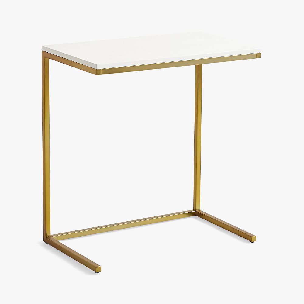 Online Designer Bedroom Blaire C-Table, Gold/Laquered Simply White