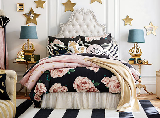 emily & meritt parisian bed of roses bedroom | pottery barn teen
