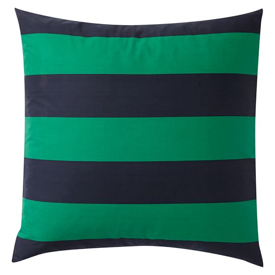 Rugby Stripe Duvet Cover + Sham, Navy/Bright Green PBteen