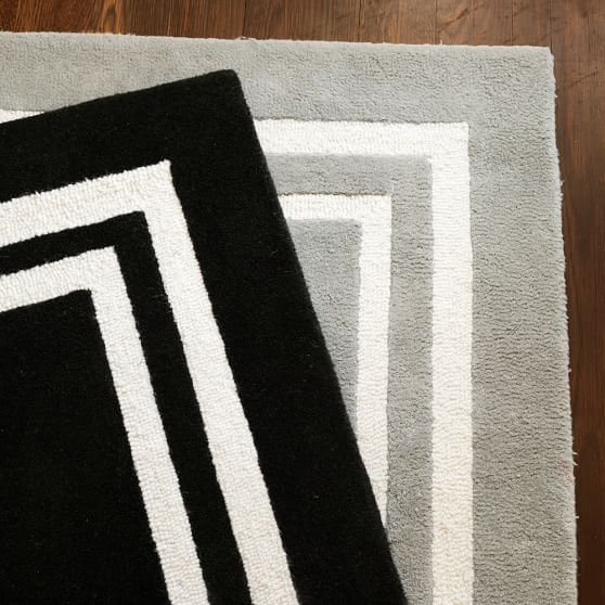 Decorator Border Rug, Black PBteen