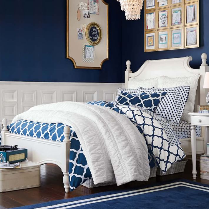 Lucky Clover Reversible Duvet Cover Sham Royal Navy Pbteen