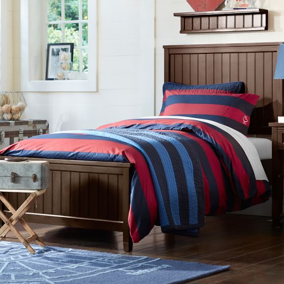 Rugby Stripe Duvet Cover Sham Navy Red Pbteen View In Room