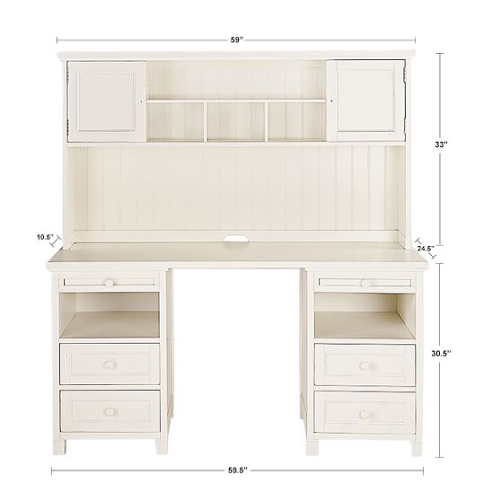 Beadboard Basic Desk + Hutch PBteen