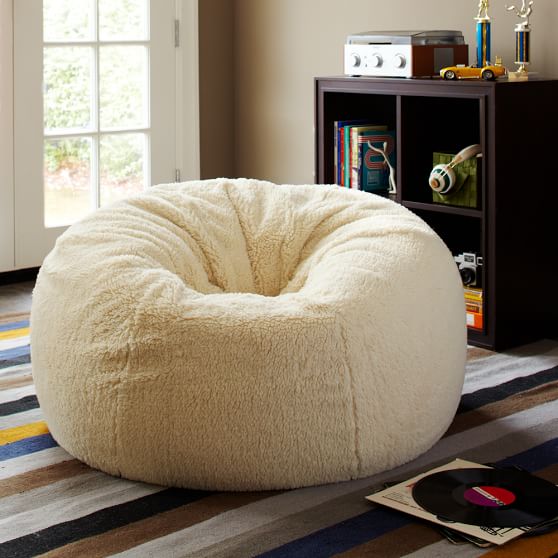 Ivory Sherpa Faux Fur Beanbag PBteen