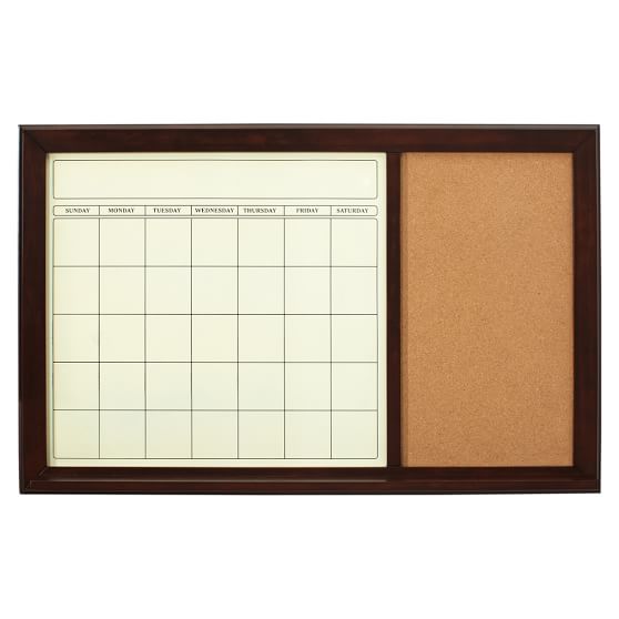 Dark Espresso Dry Erase Calendar Corkboard PBteen