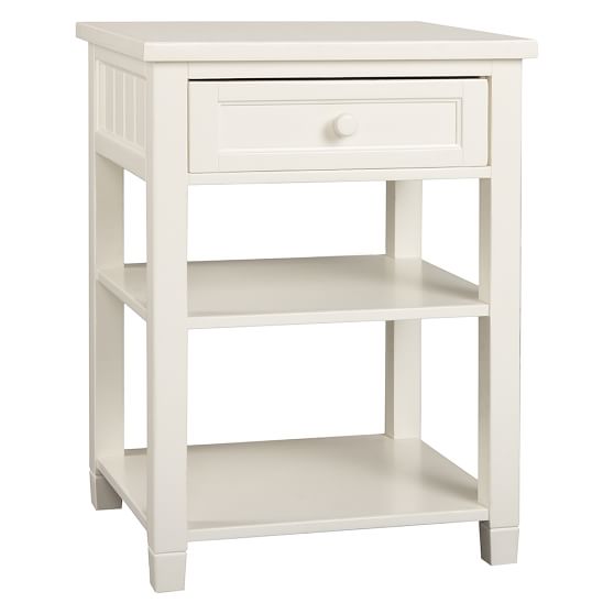 Beadboard Bedside Table, White
