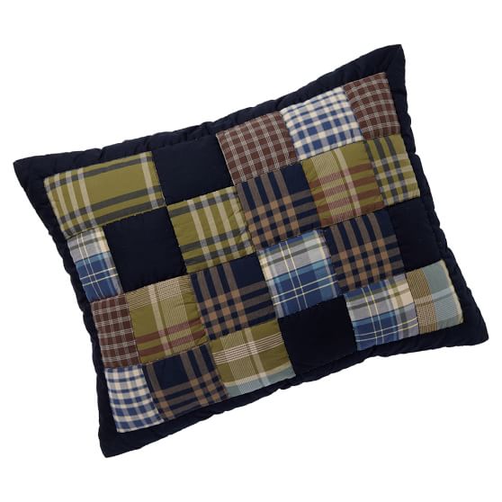 Portland Plaid Sham, Standard, Navy Multi