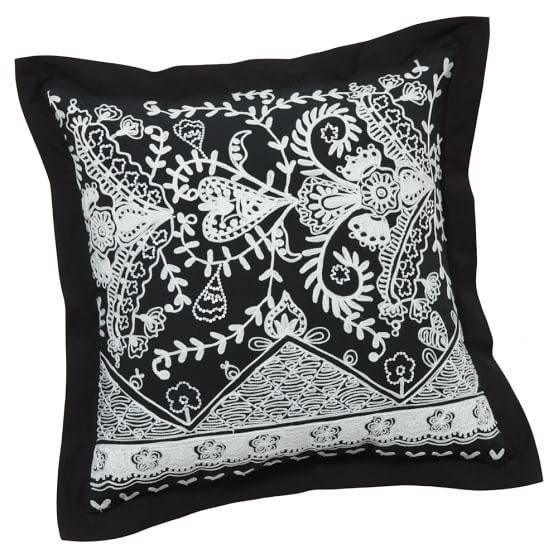 Natalia Pillow Cover, 18x18, Black