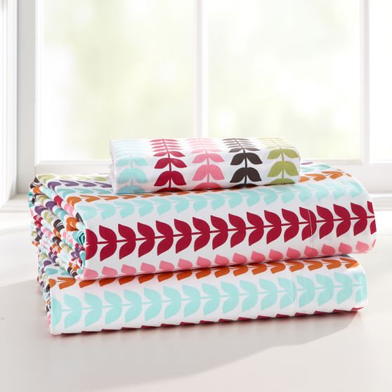 De-Vine Organic Sheet Set, Twin/Twin XL, White Multi