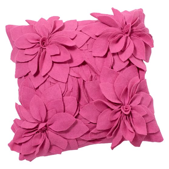 Fab Felt Pillow Cover, 16x16, Pink Chrysanthemum
