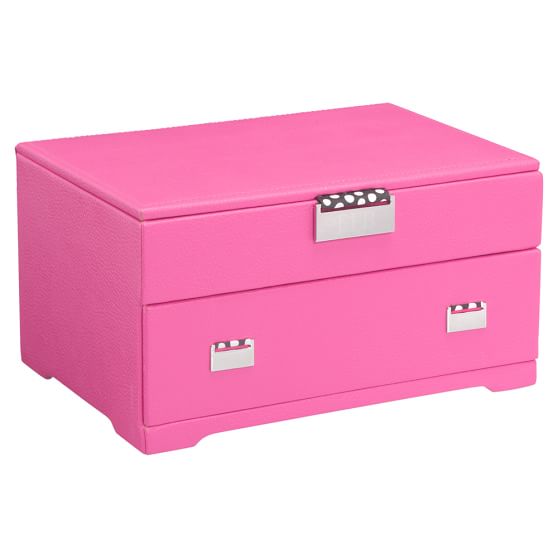 Medium Preppy Bonded Leather Jewelry Storage, Pink