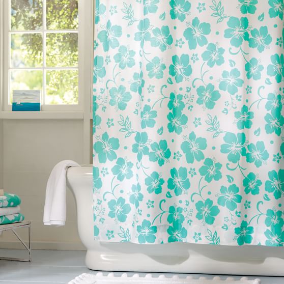Hibiscus Organic Shower-Curtain, Bright Pink