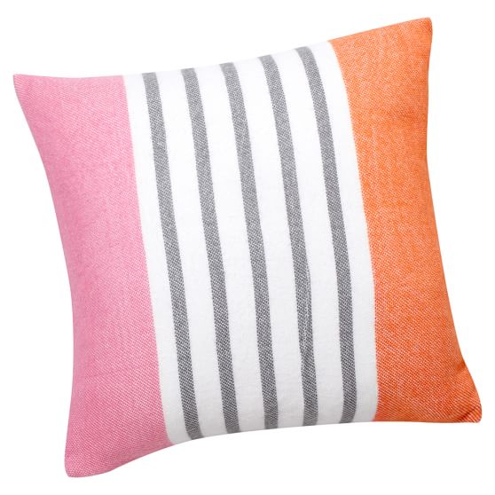Pattern Play Pillow Cover, 16x16, Bright Pink Stripe