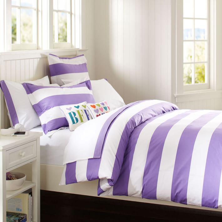 Cottage Stripe Duvet Cover Sham Purple Pbteen