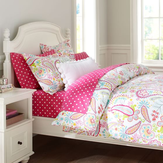 Swirly Paisley Duvet Cover + Sham, Pink PBteen