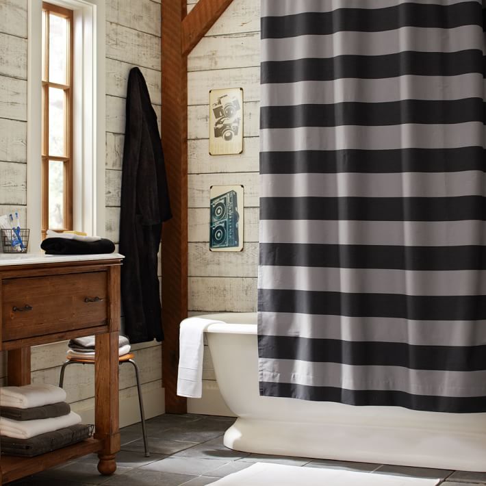 rugby stripe shower curtain | pbteen rugby stripe shower curtain | pbteen