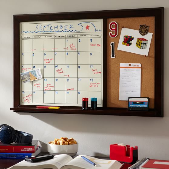 Dry Erase Calendar Boards : Dark espresso dry erase calendar corkboard pbteen Dry Erase Calendar Boards : Dark espresso dry erase calendar corkboard pbteen