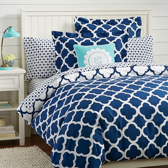 Lucky Clover Reversible Duvet Cover Sham Royal Navy Pbteen Lucky Clover Reversible Duvet Cover Sham Royal Navy