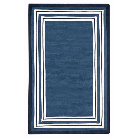 Capel Multiple Border Rug, Blue/White/Navy PBteen