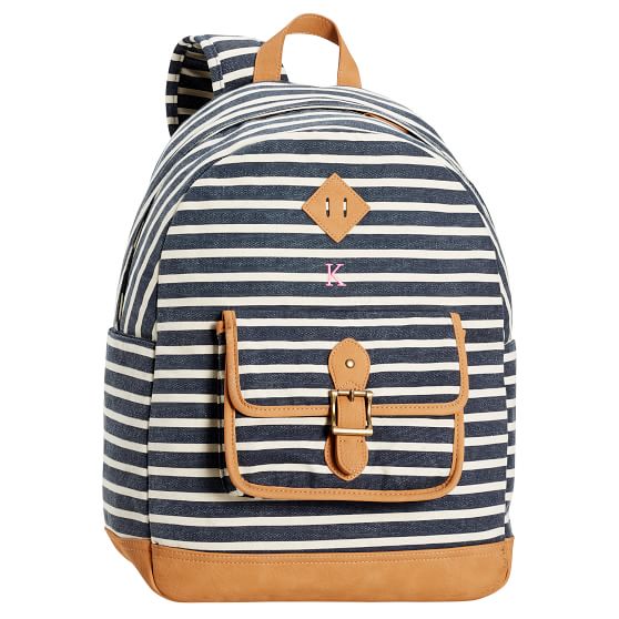 black and white stripe backpack