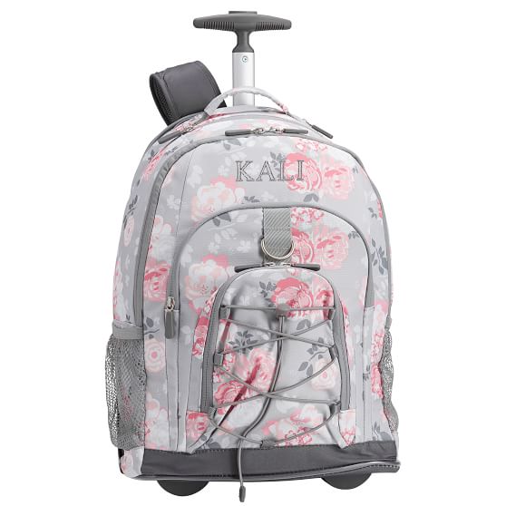 Gear-Up Garden Party Floral Rolling Backpack, Gray | PBteen