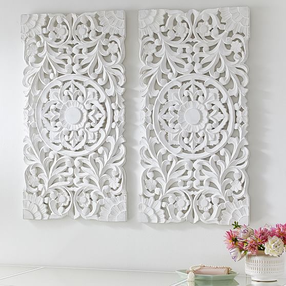 Lennon & Maisy Ornate Wood Carved Wall Art, Set of 3 | PBteen Lennon & Maisy Ornate Wood Carved Wall Art, Set of 3 | PBteen on White Wooden Wall Sconces id=28202
