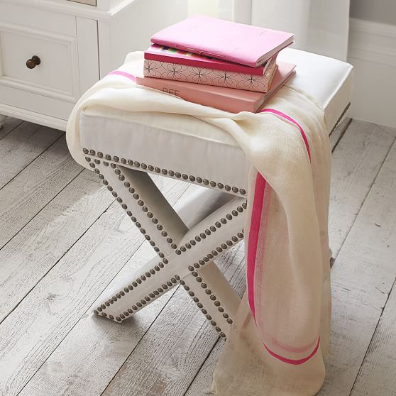 Studded XFrame Ottoman Stool PBteen