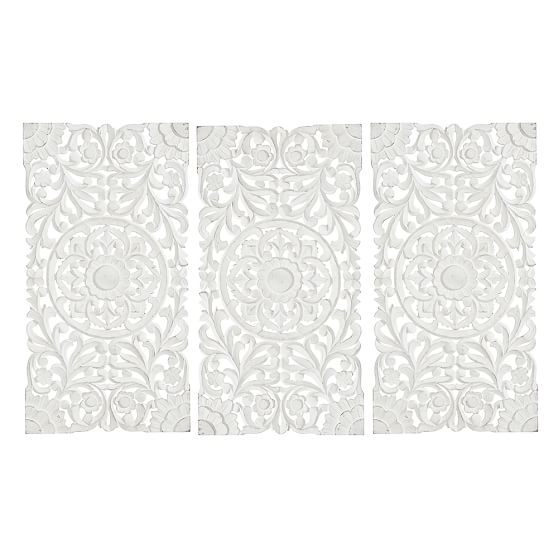 Wood Carved Wall Art lennon & maisy ornate wood carved wall art, set of 3 | pbteen Wood Carved Wall Art lennon & maisy ornate wood carved wall art, set of 3 | pbteen