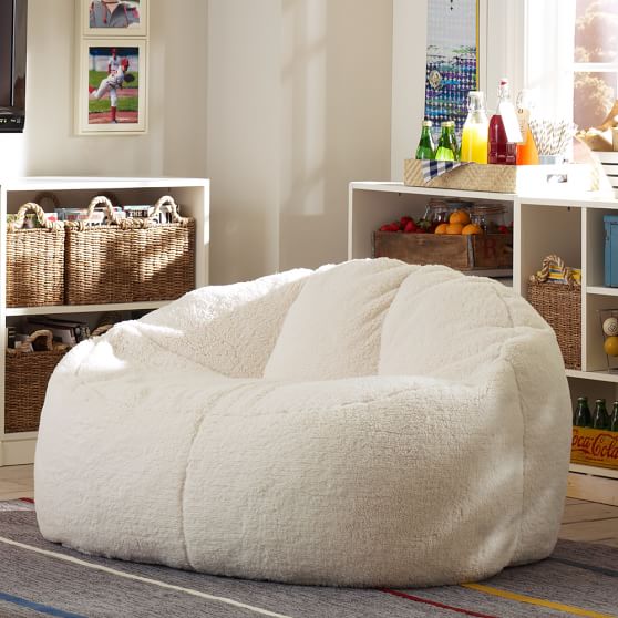 Ivory Sherpa FauxFur Cloud Couch (55") PBteen