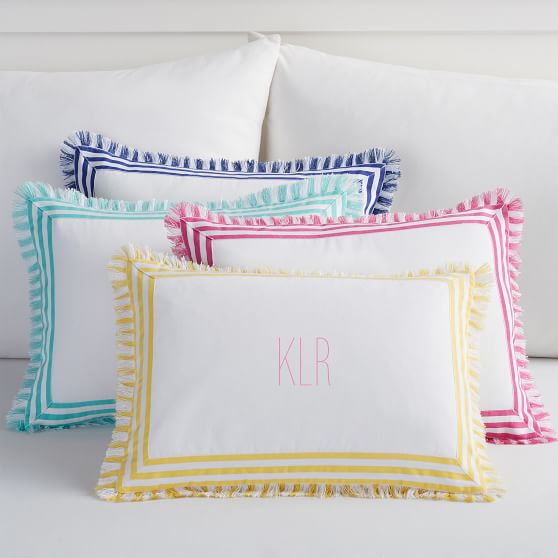 Fringe Border Monogram Pillow Covers PBteen