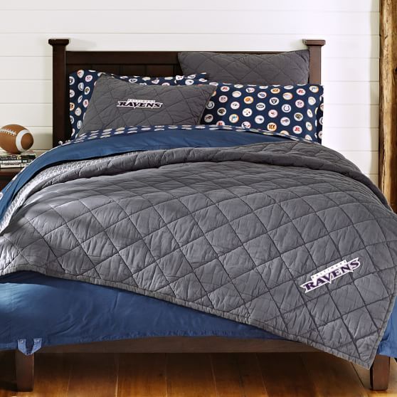 nfl® chenille patch quilt + sham, charcoal | pbteen nfl® chenille patch quilt + sham, charcoal | pbteen