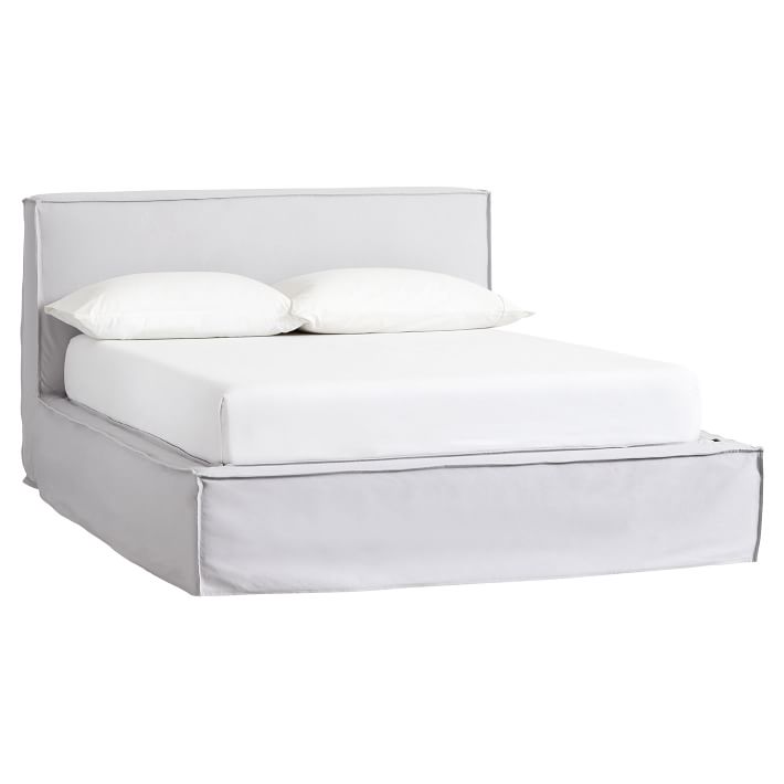 White Platform Bed Frames reese platform bed frame + slipcover set | pbteen White Platform Bed Frames reese platform bed frame + slipcover set | pbteen