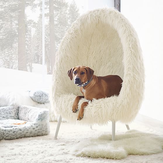 Ivory Furlicious Faux-Fur Cave Chair | PBteen