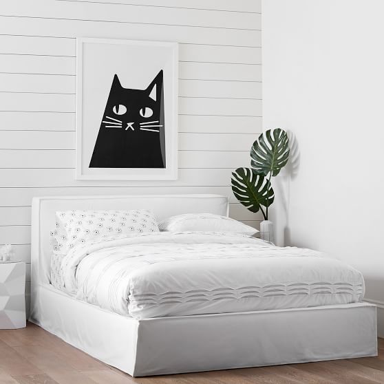 White Platform Bed Frames reese platform bed frame + slipcover set | pbteen White Platform Bed Frames reese platform bed frame + slipcover set | pbteen