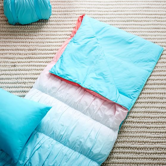 Coral Dip Dyed Ruched Sleeping Bag + Pillowcase PBteen
