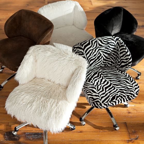 Ivory Sherpa FauxFur Wingback Desk Chair PBteen