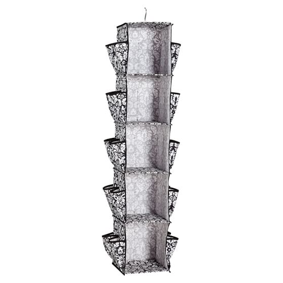 Rotating Hanging Closet Storage, Black Damask
