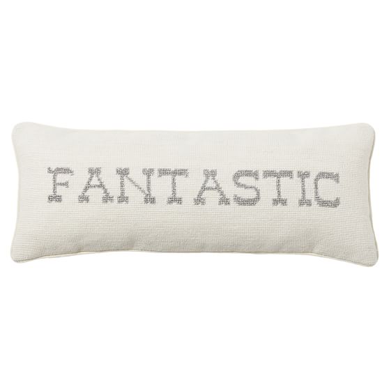 The Emily & Meritt The Shimmer Needlepoint Word Pillow, 8x20, Silver, Fantastic