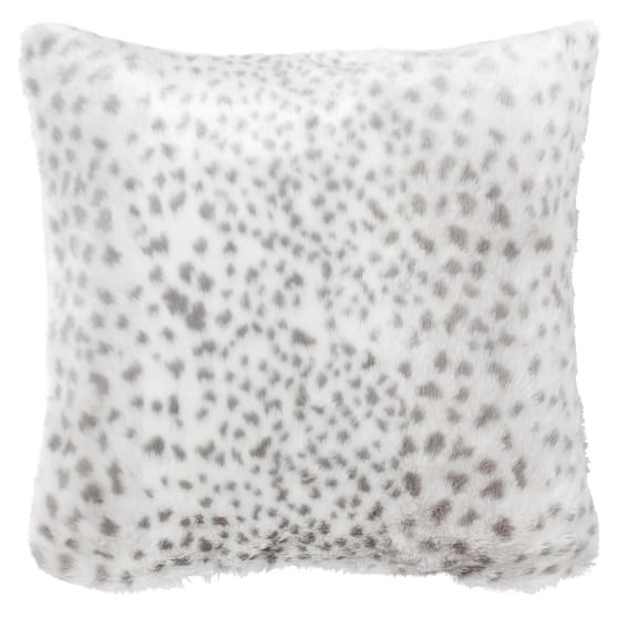 Faux Fur Pillow Cover, 18X18, Gray Leopard
