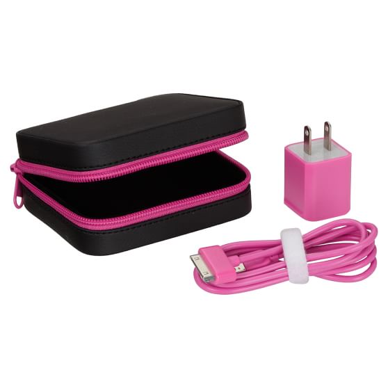 Stay Charged Travel Accessories, Black/Neon Pink