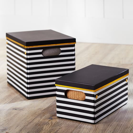 Black/White Stripe Printed Storage Bins PBteen