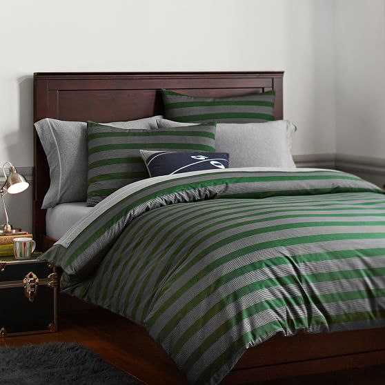 Brooklyn Stripe Duvet Cover + Sham, Green PBteen