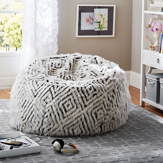 Espresso Kilim Faux Fur Beanbag PBteen Espresso Kilim Faux Fur Beanbag - Espresso Kilim Faux Fur Beanbag PBteen