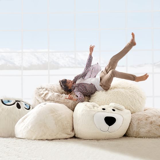 Ivory Polar Bear Faux Fur Beanbag PBteen