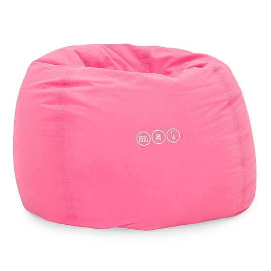 Bright Pink Washed Twill Large Beanbag Slipcover + Beanbag Insert