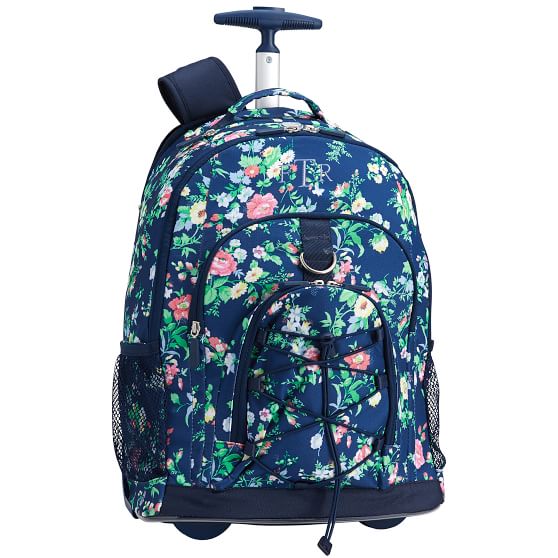 GearUp Navy Ditsy Floral Rolling Backpack PBteen