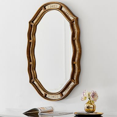 Gold Floral Etched Mirror | PBteen