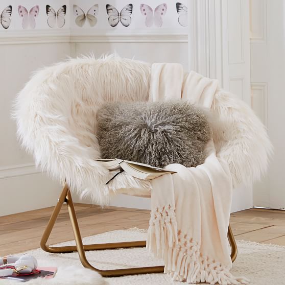 Ivory Himalayan Faux Fur Hang A Round Chair Pbteen 
