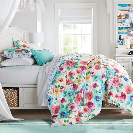 Rainbow Blossoms Reversible Comforter + Sham | PBteen