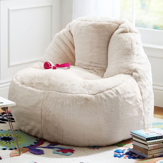 Ivory Polar Bear FauxFur Leanback Lounger PBteen